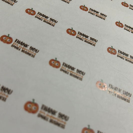 Pumpkin Thank You for Supporting Small Business Stickers